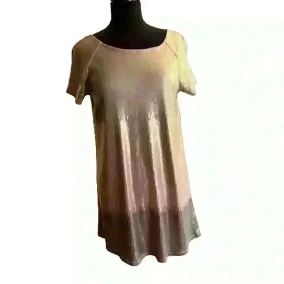Free People Rose Gold Oversized Ombre Sequined Tunic Party Dress Size Xtra Small - Picture 2 of 5